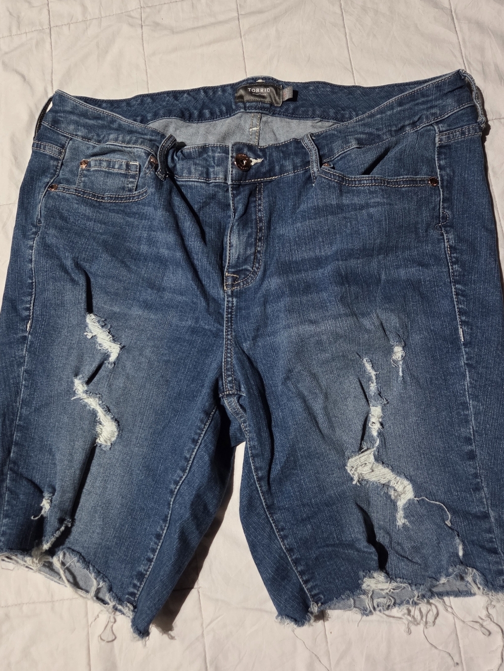 torrid Ripped Dark Blue Boyfriend Jeans Shorts